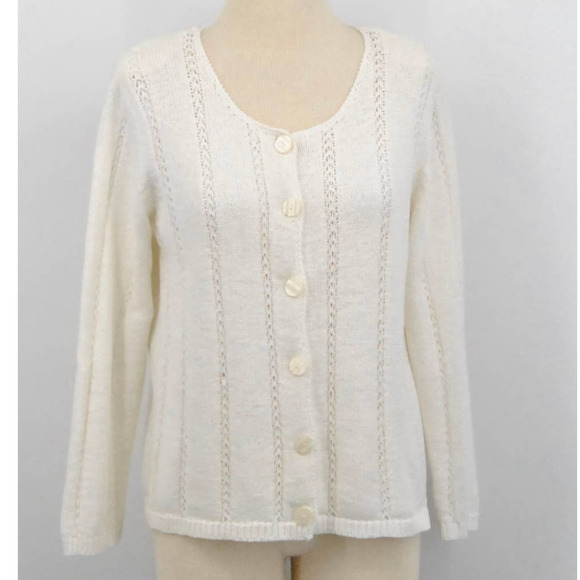 Vintage White Cardigan with Pearl Buttons - Picture 1 of 7